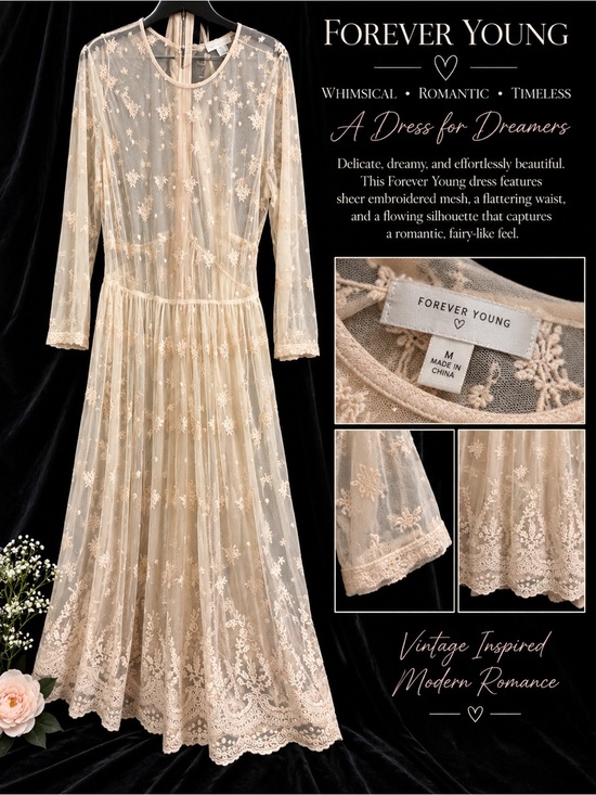 Forever Young Dresses & Skirts - Forever Young Baby Pink Embroidered Sheer Long Sleeve Dress